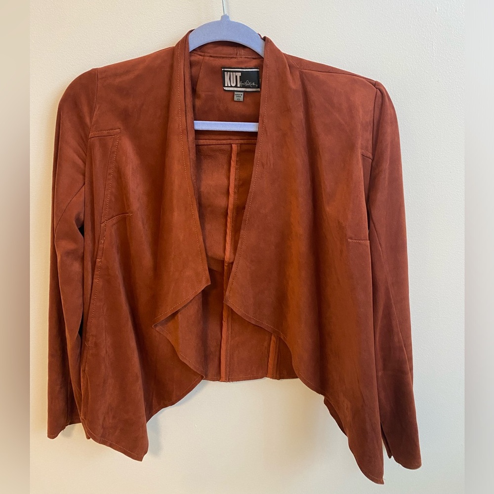 Cognac camel brown suede women’s jacket KUT from the Cloth size XS